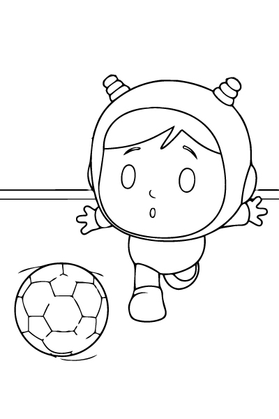 Pocoyo jugando fútbol