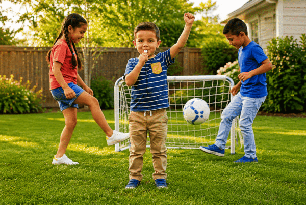 niños jugando aprendiendo las reglas del futbol