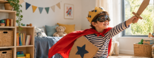 niño con disfraz de caballero